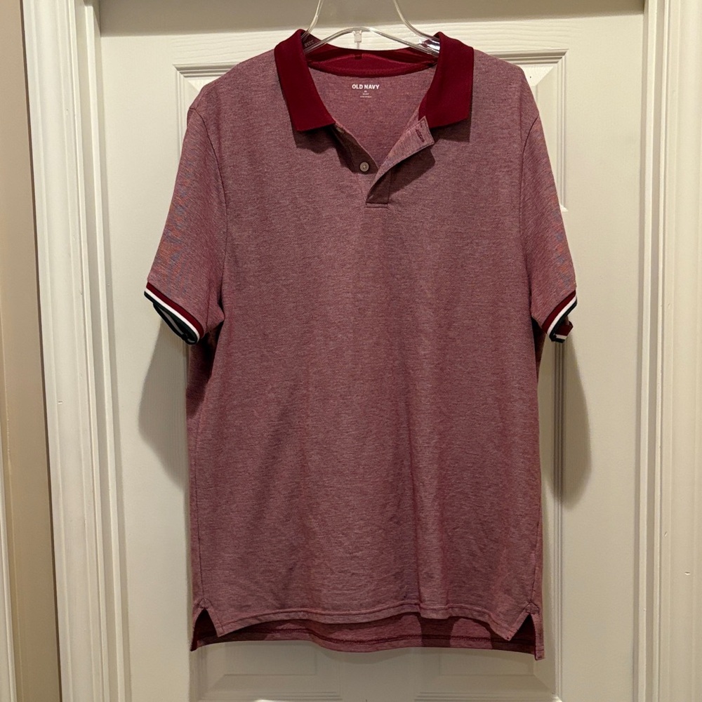 Old Navy Men's Maroon Heather Polo with Contrast Collar